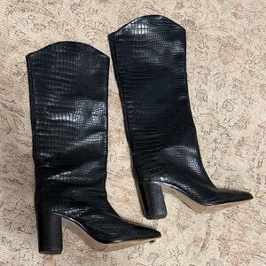 SCHUTZ Maryana Block Boot in Black Croc Size 8